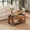 imageWLIVE Coffee Table 39quot Lift Top Coffee Table with Hidden Compartment Storage Shelf and Lifting Top for Home Living Room Office and Reception RoomEspressoRustic Brown