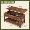 imageWLIVE Coffee Table 39quot Lift Top Coffee Table with Hidden Compartment and Storage Shelf for Living Room Rustic BrownRustic Brown