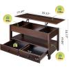 imageWLIVE Coffee Table Lift Top Coffee Table with 2 Drawers Large Hidden Hidden Compartment and Open Shelf Lift Tabletop Dining Table for Living Room BlackEspresso