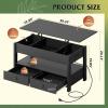 imageWLIVE Coffee Table Lift Top Coffee Table with 2 Drawers Large Hidden Hidden Compartment and Open Shelf Lift Tabletop Dining Table for Living Room BlackBlack