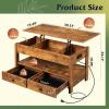 imageWLIVE Coffee Table Lift Top Coffee Table with 2 Drawers Large Hidden Hidden Compartment and Open Shelf Lift Tabletop Dining Table for Living Room BlackRustic Brown