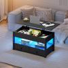 imageWLIVE Coffee Table Lift Top Coffee Table with 2 Drawers Large Hidden Hidden Compartment and Open Shelf Lift Tabletop Dining Table for Living Room BlackBlack