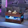 imageWLIVE Coffee Table Lift Top Coffee Table with 2 Drawers Large Hidden Hidden Compartment and Open Shelf Lift Tabletop Dining Table for Living Room BlackEspresso