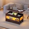imageWLIVE Coffee Table Lift Top Coffee Table with 2 Drawers Large Hidden Hidden Compartment and Open Shelf Lift Tabletop Dining Table for Living Room BlackEspresso
