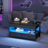 imageWLIVE Coffee Table Lift Top Coffee Table with 2 Drawers Large Hidden Hidden Compartment and Open Shelf Lift Tabletop Dining Table for Living Room BlackBlack