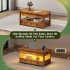 imageWLIVE Coffee Table Lift Top Coffee Table with 2 Drawers Large Hidden Hidden Compartment and Open Shelf Lift Tabletop Dining Table for Living Room BlackRustic Brown