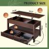 imageWLIVE Coffee Table Lift Top Coffee Table with 2 Drawers Large Hidden Hidden Compartment and Open Shelf Lift Tabletop Dining Table for Living Room BlackEspresso