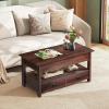 imageWLIVE Coffee Table Lift Top Coffee Table with 2 Drawers Large Hidden Hidden Compartment and Open Shelf Lift Tabletop Dining Table for Living Room BlackEspresso
