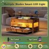 imageWLIVE Coffee Table Lift Top Coffee Table with 2 Drawers Large Hidden Hidden Compartment and Open Shelf Lift Tabletop Dining Table for Living Room BlackRustic Brown