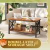 imageWLIVE Coffee Table for Living Room 39quot Modern 2Tier Center Table with Round Corners Storage Shelf Farmhouse Style Small Coffee Table with Metal Frame Rustic BrownRustic Brown