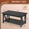 imageWLIVE Coffee Table with Storage Shelf 394quot Farmhouse Coffee Table with VFrame Support 2Tier Wood Rustic Center Table for Living Room Bedroom ampamp Balcony Charcoal BlackCharcoal Black