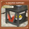 imageWLIVE Coffee Table with Storage Shelf 394quot Farmhouse Coffee Table with VFrame Support 2Tier Wood Rustic Center Table for Living Room Bedroom ampamp Balcony Charcoal BlackCharcoal Black