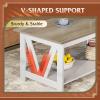 imageWLIVE Coffee Table with Storage Shelf 394quot Farmhouse Coffee Table with VFrame Support 2Tier Wood Rustic Center Table for Living Room Bedroom ampamp Balcony Charcoal BlackGrey  White