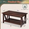 imageWLIVE Coffee Table with Storage Shelf 394quot Farmhouse Coffee Table with VFrame Support 2Tier Wood Rustic Center Table for Living Room Bedroom ampamp Balcony Charcoal BlackEspresso