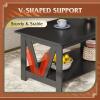 imageWLIVE Coffee Table with Storage Shelf 394quot Farmhouse Coffee Table with VFrame Support 2Tier Wood Rustic Center Table for Living Room Bedroom ampamp Balcony Charcoal BlackBlack