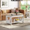 imageWLIVE Coffee Table with Storage Shelf 394quot Farmhouse Coffee Table with VFrame Support 2Tier Wood Rustic Center Table for Living Room Bedroom ampamp Balcony Charcoal BlackGrey  White