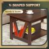 imageWLIVE Coffee Table with Storage Shelf 394quot Farmhouse Coffee Table with VFrame Support 2Tier Wood Rustic Center Table for Living Room Bedroom ampamp Balcony Charcoal BlackEspresso