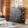 imageWLIVE Dresser for Bedroom with 10 Drawers Fabric Dresser Chest of Drawers with Side Pockets and Hooks Sturdy Metal Frame Drawers Organizer Unit for Living Room Hallway BlackDark Grey