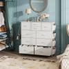imageWLIVE Dresser for Bedroom with 10 Drawers Fabric Dresser Chest of Drawers with Side Pockets and Hooks Sturdy Metal Frame Drawers Organizer Unit for Living Room Hallway BlackWhite
