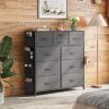imageWLIVE Dresser for Bedroom with 10 Drawers Fabric Dresser Chest of Drawers with Side Pockets and Hooks Sturdy Metal Frame Drawers Organizer Unit for Living Room Hallway BlackDark Grey