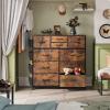 imageWLIVE Dresser for Bedroom with 10 Drawers Fabric Dresser Chest of Drawers with Side Pockets and Hooks Sturdy Metal Frame Drawers Organizer Unit for Living Room Hallway BlackRustic Brown Wood Grain Print