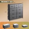 imageWLIVE Dresser for Bedroom with 10 Drawers Fabric Dresser Chest of Drawers with Side Pockets and Hooks Sturdy Metal Frame Drawers Organizer Unit for Living Room Hallway BlackDark Grey