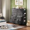 imageWLIVE Dresser for Bedroom with 10 Drawers Fabric Dresser Chest of Drawers with Side Pockets and Hooks Sturdy Metal Frame Drawers Organizer Unit for Living Room Hallway BlackCharcoal Black Wood Grain Print