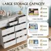 imageWLIVE Dresser for Bedroom with 10 Drawers Fabric Dresser Chest of Drawers with Side Pockets and Hooks Sturdy Metal Frame Drawers Organizer Unit for Living Room Hallway BlackWhite