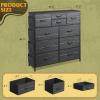 imageWLIVE Dresser for Bedroom with 10 Drawers Fabric Dresser Chest of Drawers with Side Pockets and Hooks Sturdy Metal Frame Drawers Organizer Unit for Living Room Hallway BlackCharcoal Black Wood Grain Print