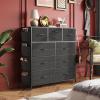 imageWLIVE Dresser for Bedroom with 10 Drawers Fabric Dresser Chest of Drawers with Side Pockets and Hooks Sturdy Metal Frame Drawers Organizer Unit for Living Room Hallway BlackBlack