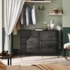 imageWLIVE Dresser for Bedroom with 5 Drawers Wide Dressers with Drawer Organizers Chest of Drawers Fabric Dresser for Living Room Closet Hallway Charcoal Black Wood Grain PrintCharcoal Black