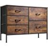 imageWLIVE Dresser for Bedroom with 5 Drawers Wide Dressers with Drawer Organizers Chest of Drawers Fabric Dresser for Living Room Closet Hallway Charcoal Black Wood Grain PrintRustic Brown Wood Grain Print