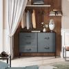 imageWLIVE Dresser for Bedroom with 5 Drawers Wide Dressers with Drawer Organizers Chest of Drawers Fabric Dresser for Living Room Closet Hallway Charcoal Black Wood Grain PrintDark Grey