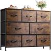 imageWLIVE Dresser for Bedroom with 8 Drawers Wide Fabric Dresser for Storage and Organization Chest of Drawers Dressers for Living Room Closet Hallway Dark GreyRustic Brown Wood Grain Print