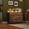 imageWLIVE Dresser for Bedroom with 8 Drawers Wide Fabric Dresser for Storage and Organization Chest of Drawers Dressers for Living Room Closet Hallway Dark GreyRustic Brown Wood Grain Print