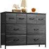imageWLIVE Dresser for Bedroom with 8 Drawers Wide Fabric Dresser for Storage and Organization Chest of Drawers Dressers for Living Room Closet Hallway Dark GreyCharcoal Black Wood Grain Print