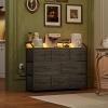 imageWLIVE Dresser for Bedroom with 8 Drawers Wide Fabric Dresser for Storage and Organization Chest of Drawers Dressers for Living Room Closet Hallway Dark GreyCharcoal Black Wood Grain Print