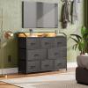 imageWLIVE Dresser for Bedroom with 8 Drawers Wide Fabric Dresser for Storage and Organization Chest of Drawers Dressers for Living Room Closet Hallway Dark GreyBlack