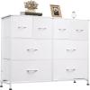 imageWLIVE Dresser for Bedroom with 8 Drawers Wide Fabric Dresser for Storage and Organization Chest of Drawers Dressers for Living Room Closet Hallway Dark GreyWhite