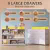 imageWLIVE Dresser for Bedroom with 8 Drawers Wide Fabric Dresser for Storage and Organization Chest of Drawers Dressers for Living Room Closet Hallway Dark GreyWhite