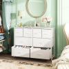imageWLIVE Dresser for Bedroom with 8 Drawers Wide Fabric Dresser for Storage and Organization Chest of Drawers Dressers for Living Room Closet Hallway Dark GreyWhite