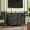 imageWLIVE Dresser for Bedroom with 8 Drawers Wide Fabric Dresser for Storage and Organization Chest of Drawers Dressers for Living Room Closet Hallway Dark GreyCharcoal Black Wood Grain Print