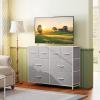 imageWLIVE Dresser for Bedroom with 8 Drawers Wide Fabric Dresser for Storage and Organization Chest of Drawers Dressers for Living Room Closet Hallway Dark GreyLight Grey