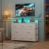 imageWLIVE Dresser for Bedroom with 8 Drawers Wide Fabric Dresser for Storage and Organization Chest of Drawers Dressers for Living Room Closet Hallway Dark GreyWhite