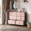 imageWLIVE Dresser for Bedroom with 8 Drawers Wide Fabric Dresser for Storage and Organization Chest of Drawers Dressers for Living Room Closet Hallway Dark GreyPink