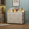 imageWLIVE Dresser for Bedroom with 8 Drawers Wide Fabric Dresser for Storage and Organization Chest of Drawers Dressers for Living Room Closet Hallway Dark GreyWhite