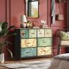 imageWLIVE Dresser for Bedroom with 8 Drawers Wide Fabric Dresser for Storage and Organization Chest of Drawers Dressers for Living Room Closet Hallway Dark GreyFloral Painted