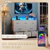 imageWLIVE Dresser for Bedroom with 8 Drawers Wide Fabric Dresser for Storage and Organization Chest of Drawers Dressers for Living Room Closet Hallway Dark GreyWhite