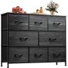imageWLIVE Dresser for Bedroom with 8 Drawers Wide Fabric Dresser for Storage and Organization Chest of Drawers Dressers for Living Room Closet Hallway Dark GreyCharcoal Black Wood Grain Print