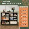 imageWLIVE Dresser for Bedroom with 8 Drawers Wide Fabric Dresser for Storage and Organization Chest of Drawers Dressers for Living Room Closet Hallway Dark GreyFloral Painted